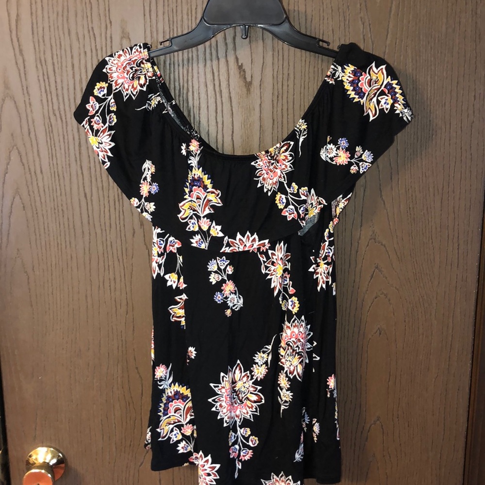 Black floral off the shoulder top